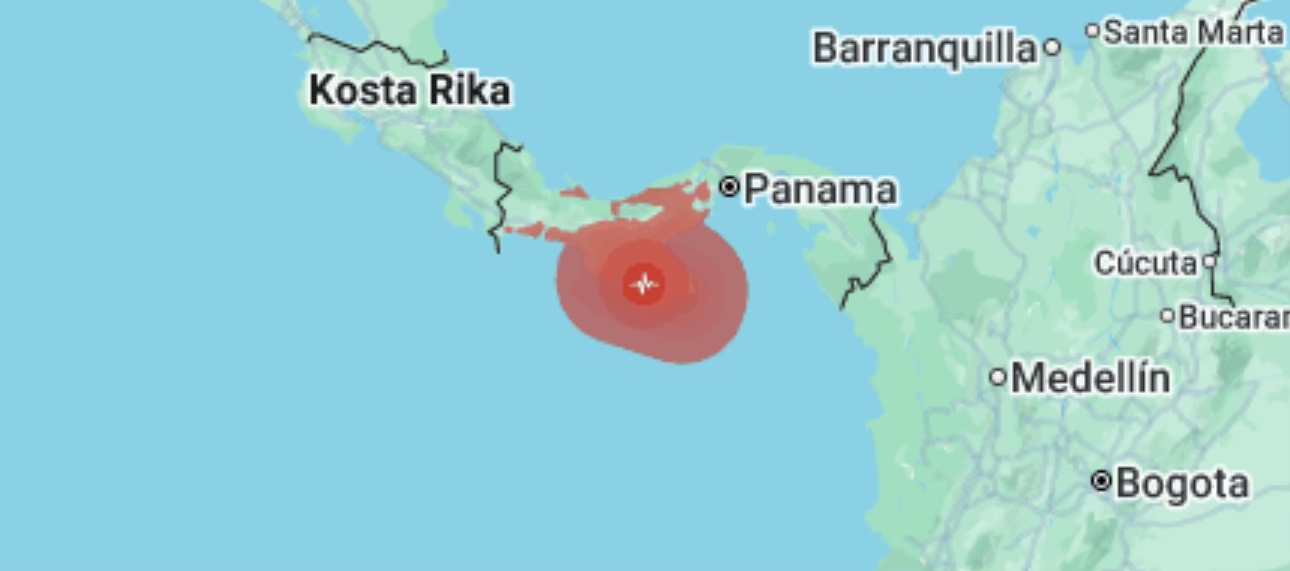 Panama depreminin merkez üssünü gösteren harita